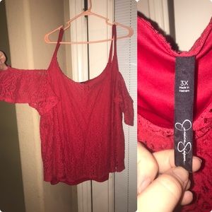 Beautiful cold shoulder lace Jessica Simpson top